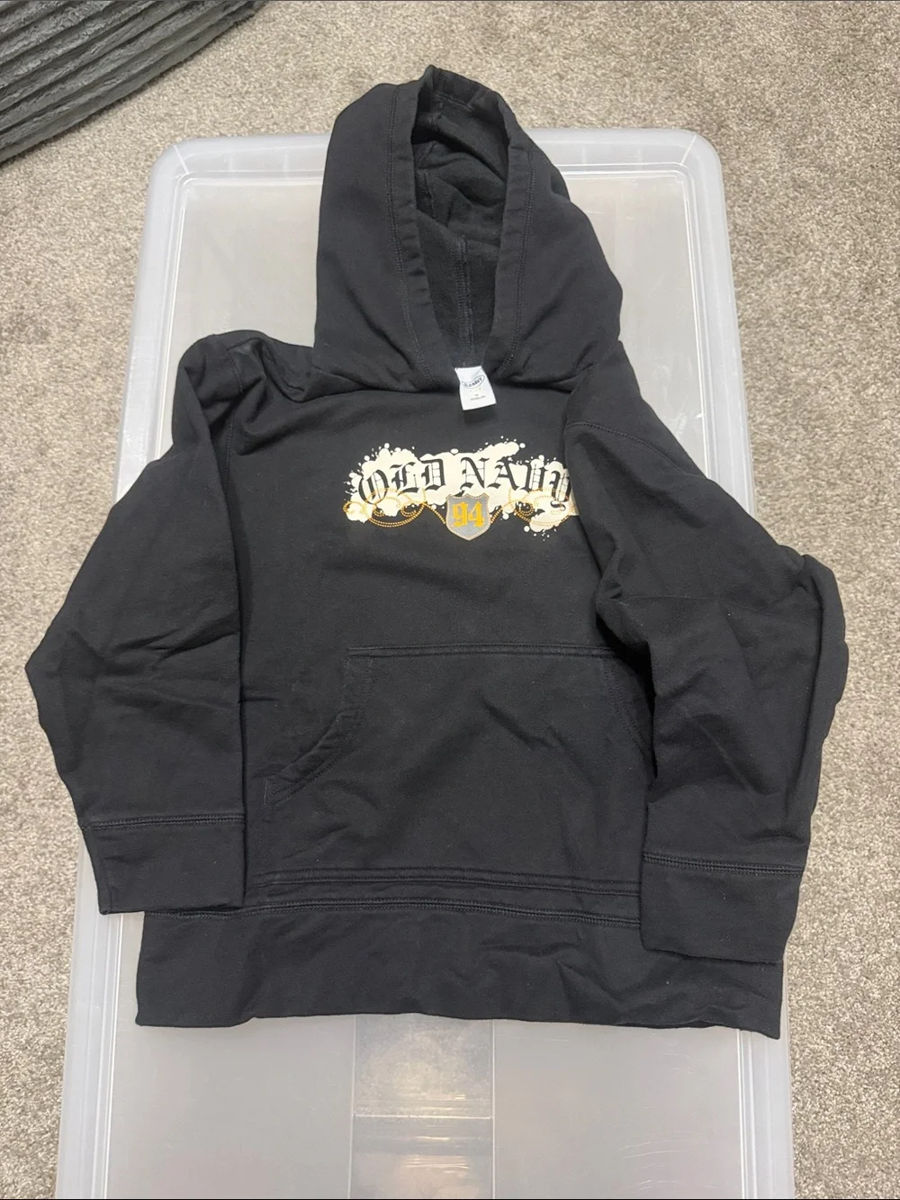 Kids M Old Navy Black Hoodie with Yellow Logo